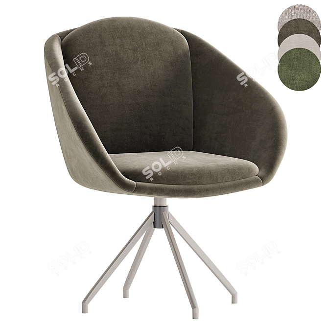 Elegant Textile Grey Dining Chair 3D model image 3