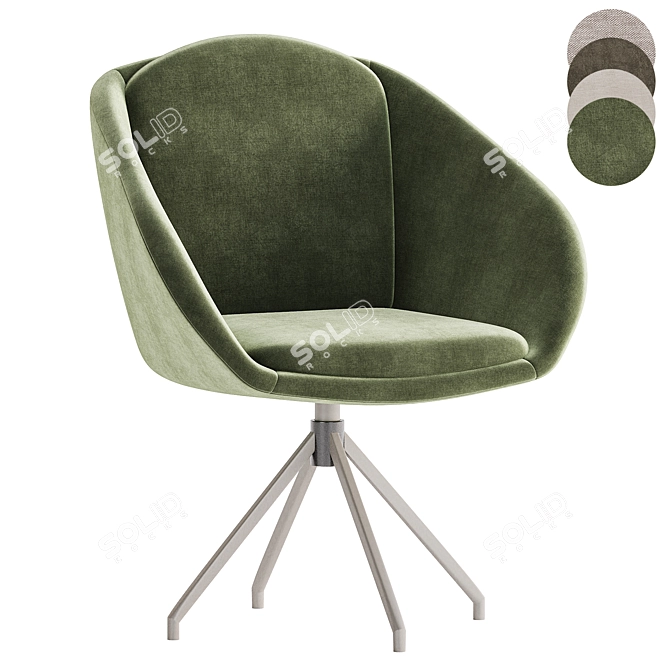 Elegant Textile Grey Dining Chair 3D model image 4