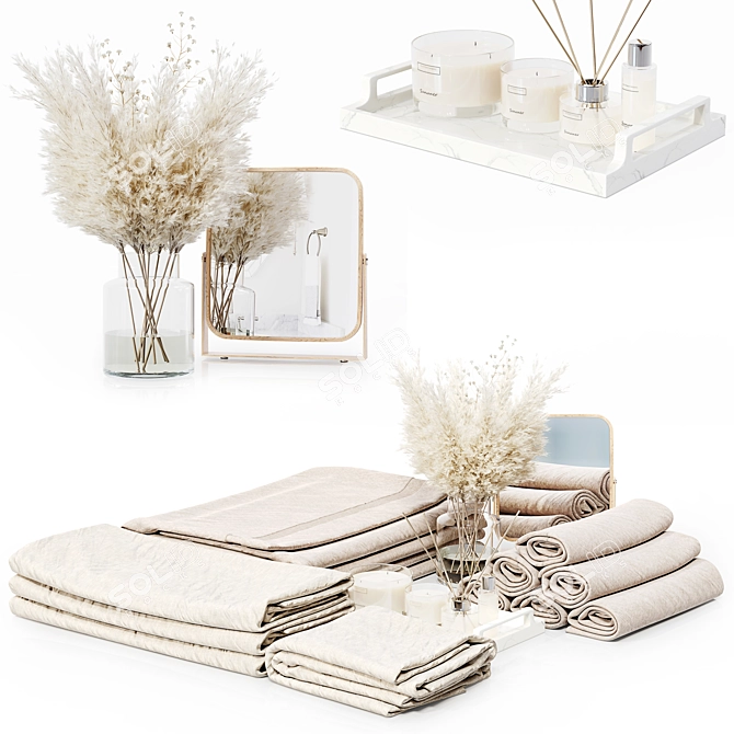 Luxury Bathroom Towel Set Modern 3D model image 2