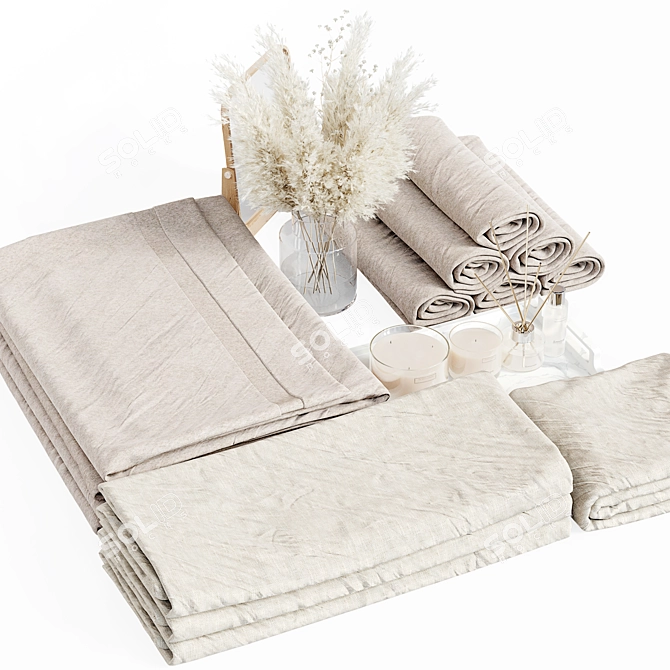Luxury Bathroom Towel Set Modern 3D model image 5