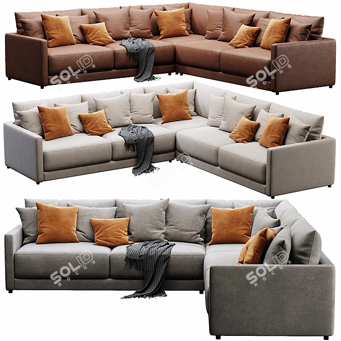 Crate&Barrel Gather 3-Piece Sectional Sofa 3D model image 1