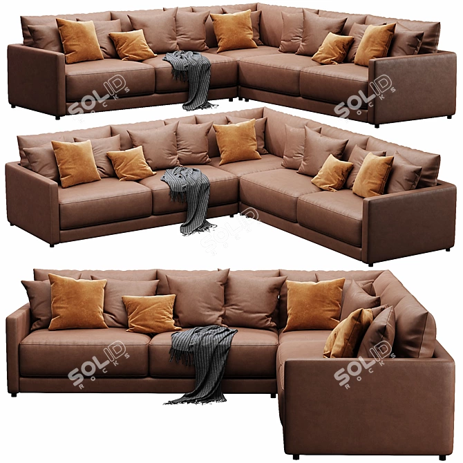 Crate&Barrel Gather 3-Piece Sectional Sofa 3D model image 3