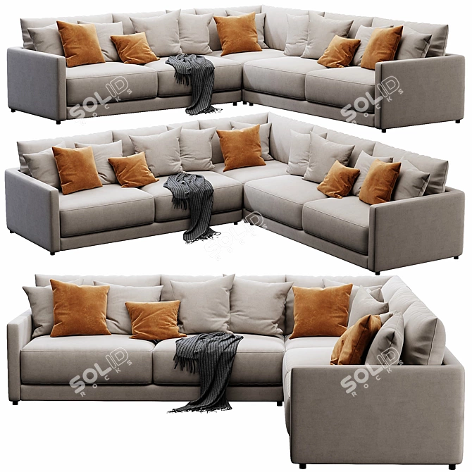 Crate&Barrel Gather 3-Piece Sectional Sofa 3D model image 4