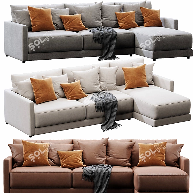 Modern Deep Seating Chaise Sectional 3D model image 1