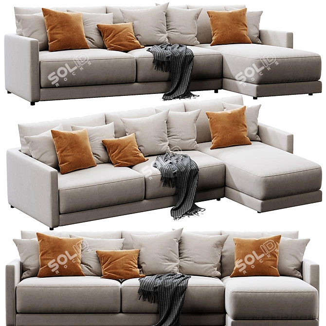 Modern Deep Seating Chaise Sectional 3D model image 4