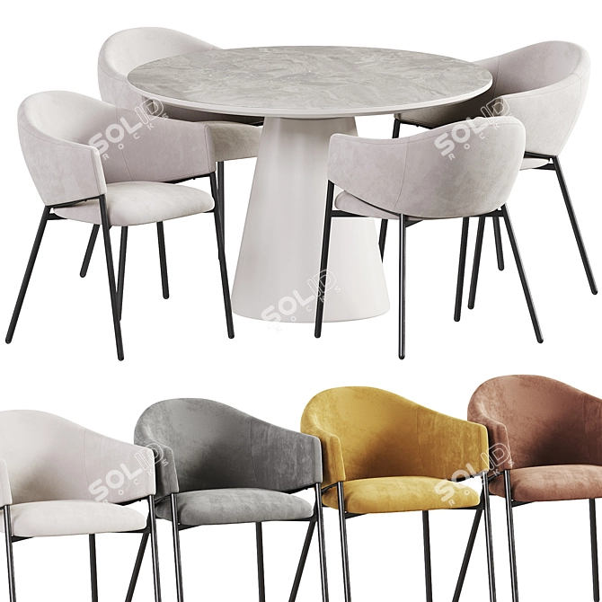 Scandi Dining Set with Eliza Chair 3D model image 1