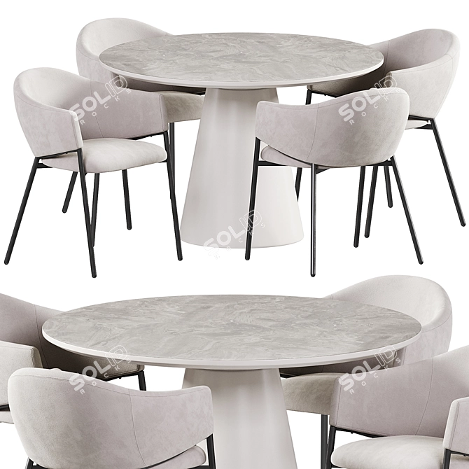 Scandi Dining Set with Eliza Chair 3D model image 2