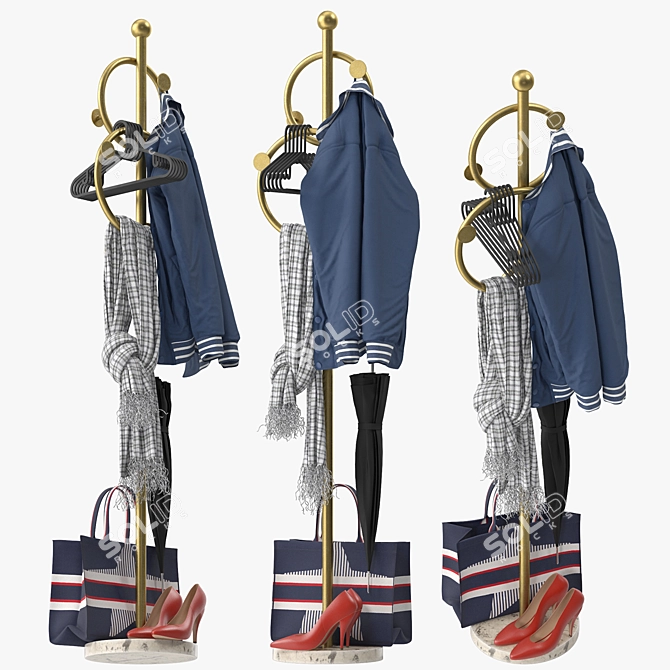 Elegant Wrought Iron Coat Rack 3D model image 1