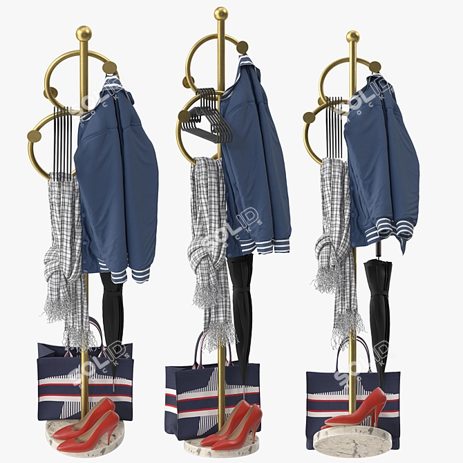 Elegant Wrought Iron Coat Rack 3D model image 2