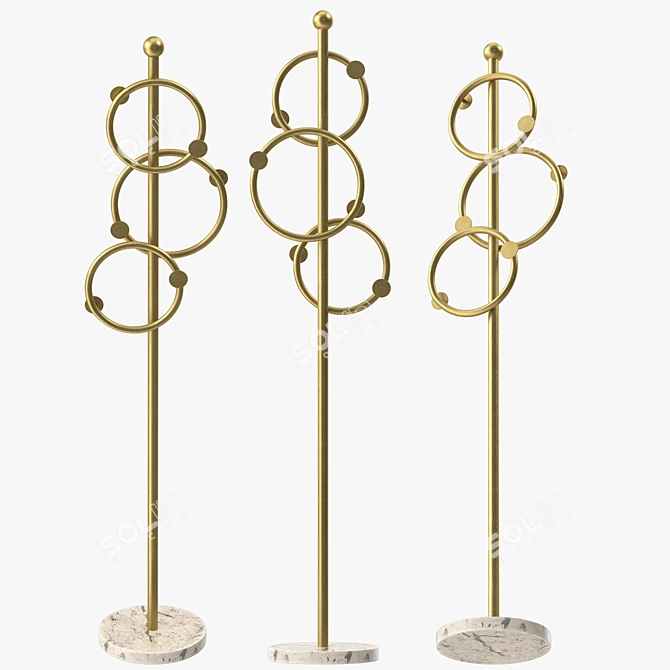 Elegant Wrought Iron Coat Rack 3D model image 3