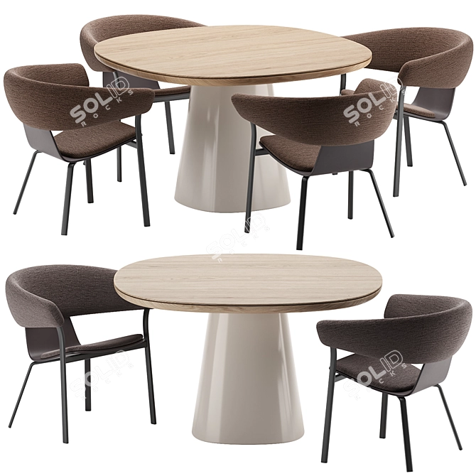 Modern Elegance Duo: ATAL Lounge Chair & LUR Table 3D model image 1