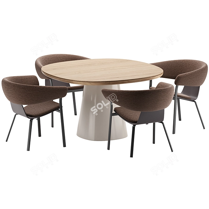 Modern Elegance Duo: ATAL Lounge Chair & LUR Table 3D model image 2