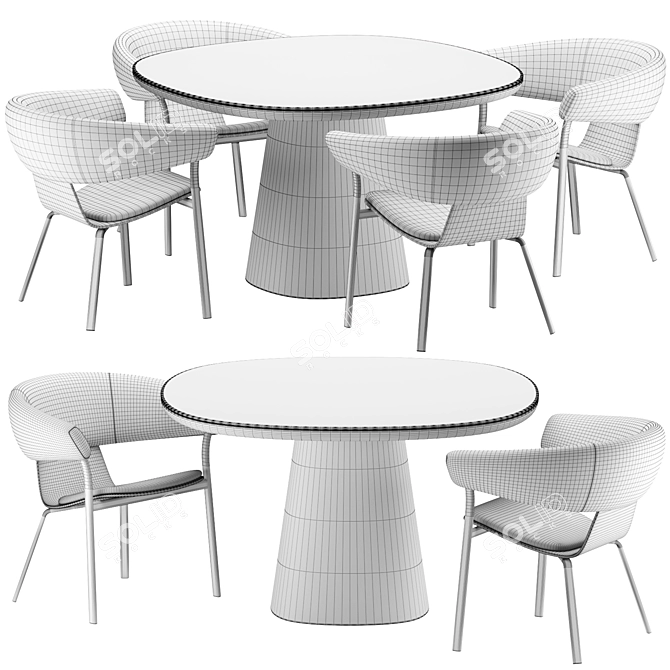 Modern Elegance Duo: ATAL Lounge Chair & LUR Table 3D model image 4