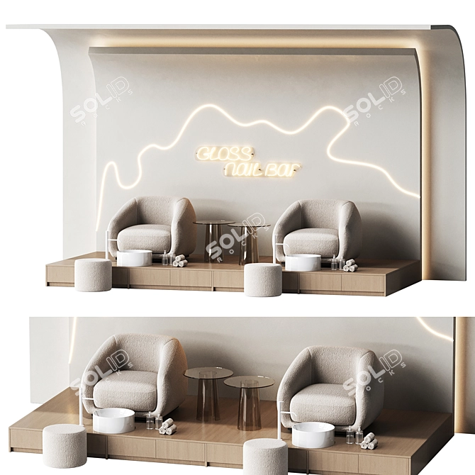 Luxury Pedicure Salon Scene 3D model image 1