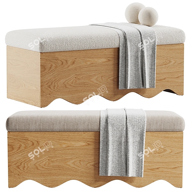 Modern Storage Bench Seat in Millimeters 3D model image 1