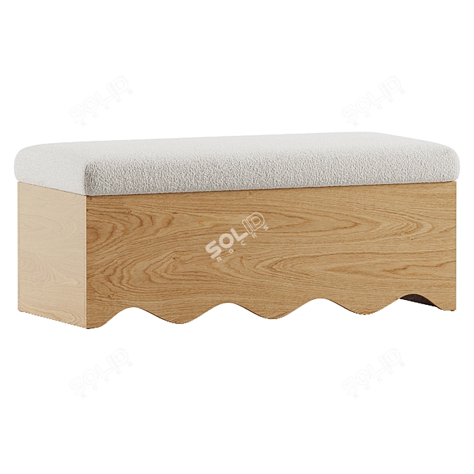 Modern Storage Bench Seat in Millimeters 3D model image 2