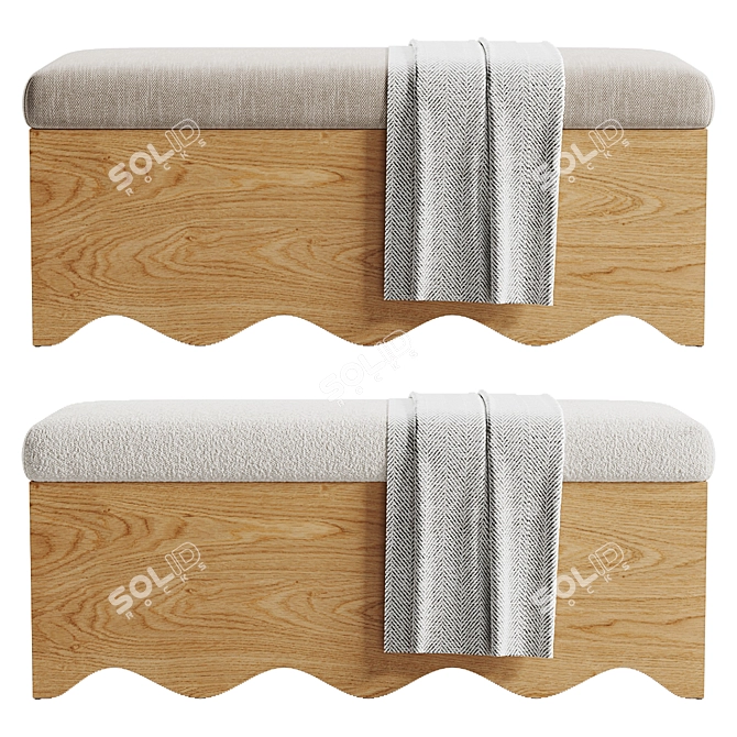 Modern Storage Bench Seat in Millimeters 3D model image 3