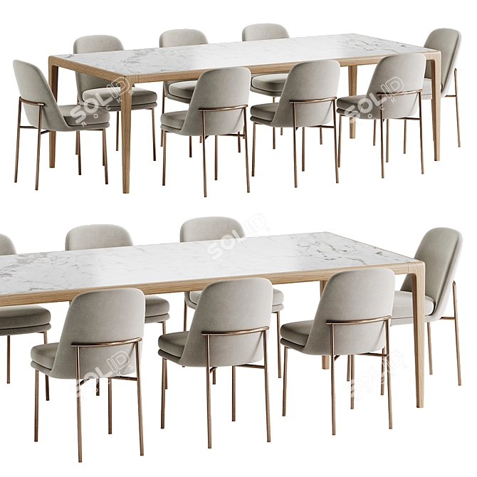 Modern Dining Set with Chair 3D model image 1