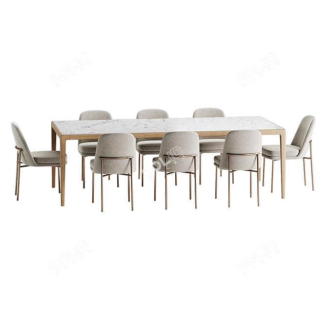 Modern Dining Set with Chair 3D model image 4