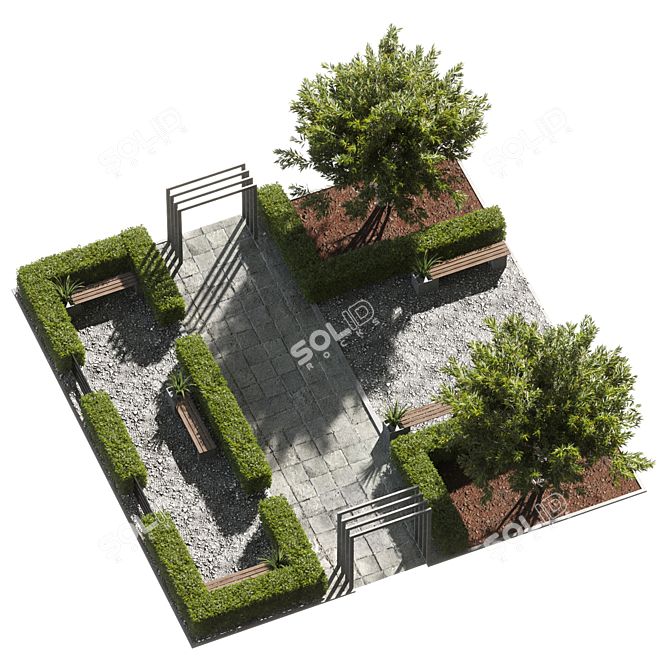  Charmingly Scenic Town Square 3D model image 2