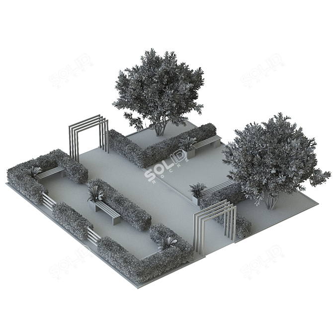  Charmingly Scenic Town Square 3D model image 4