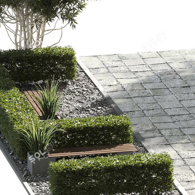 Title: Quaint Town Square Landscape 3D model image 2