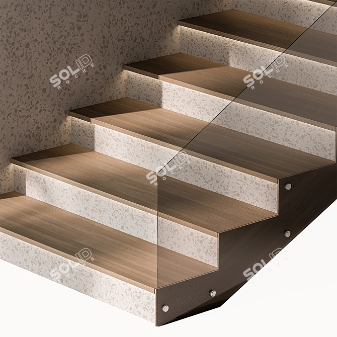 Contemporary Glass Staircase Railing 3D model image 3