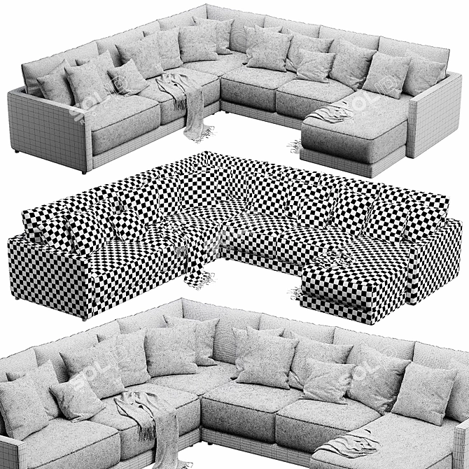 Modern Sectional Sofa, Gather Collection 3D model image 5