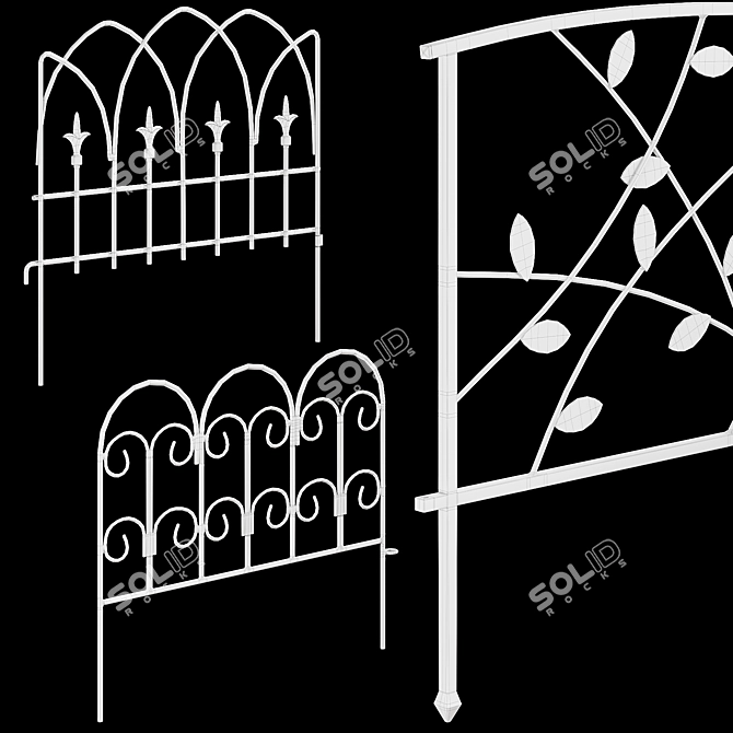 Black Metal Fence Collection 3D model image 6