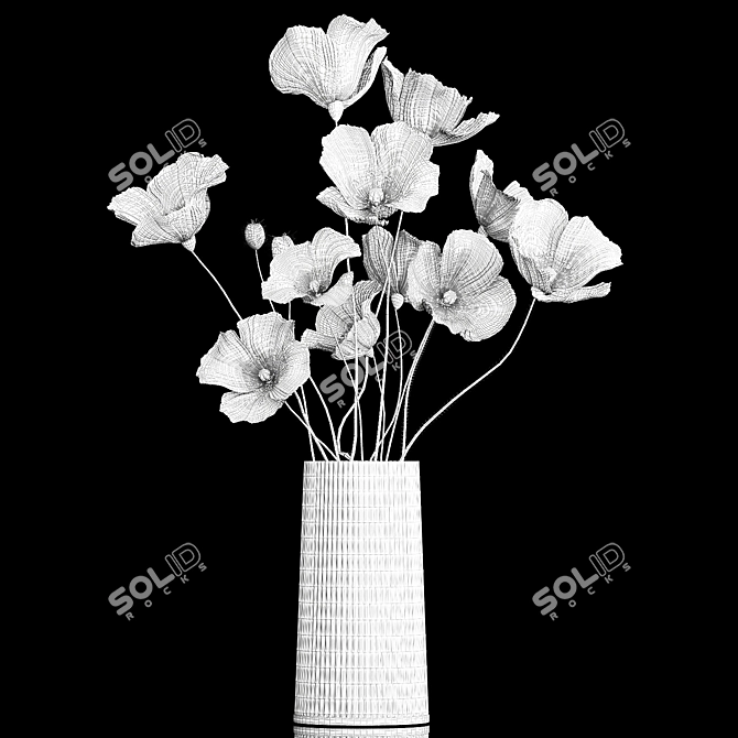 Modern Field Flower Bouquet Set 3D model image 6