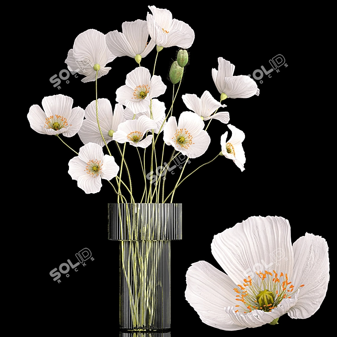 Icelandic Poppy Field Bouquet 3D model image 1