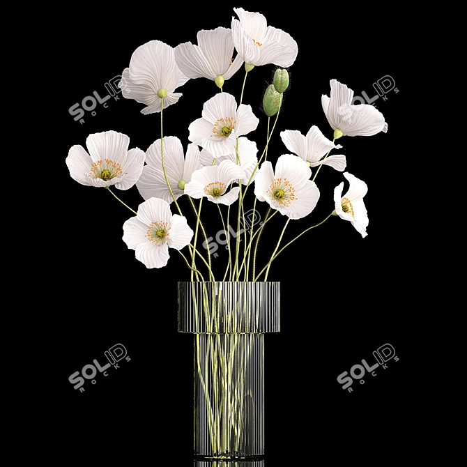 Icelandic Poppy Field Bouquet 3D model image 6