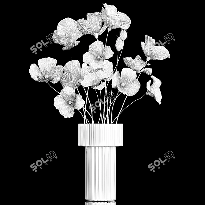 Icelandic Poppy Field Bouquet 3D model image 7