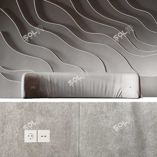 Curved Wave Headboard with Light 3D model image 5