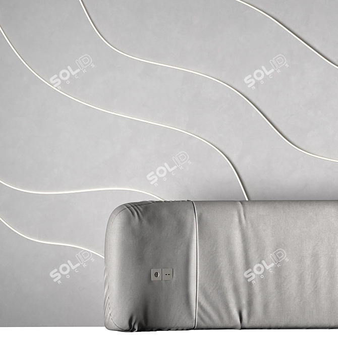 Curved Wave Headboard with Light 3D model image 8