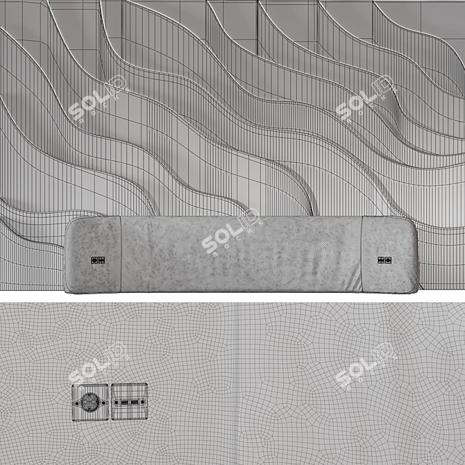 Curved Wave Headboard with Light 3D model image 9