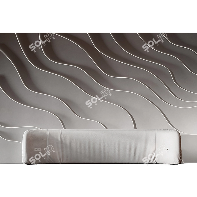 Curved Wave Headboard with Light 3D model image 10