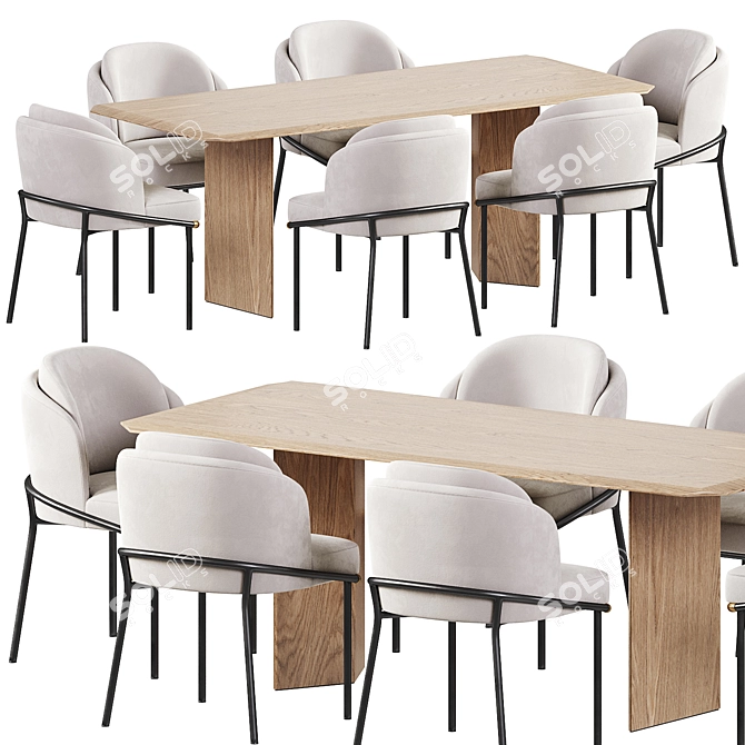 Modern Dining Set with Fil Noir Chair 3D model image 1