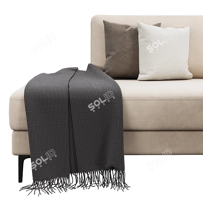 Modern Edwin Velvet Corner Sofa 3D model image 4