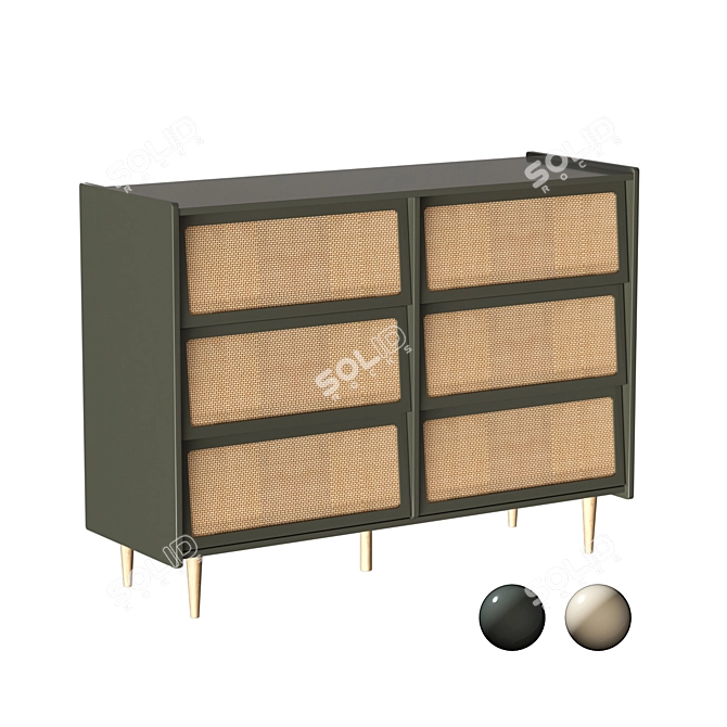 Modern Taga Chest with Rattan Facade 3D model image 1