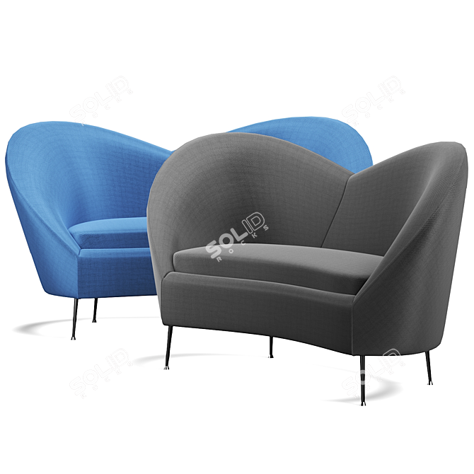 Contemporary Curved Modular Sofa 3D model image 2