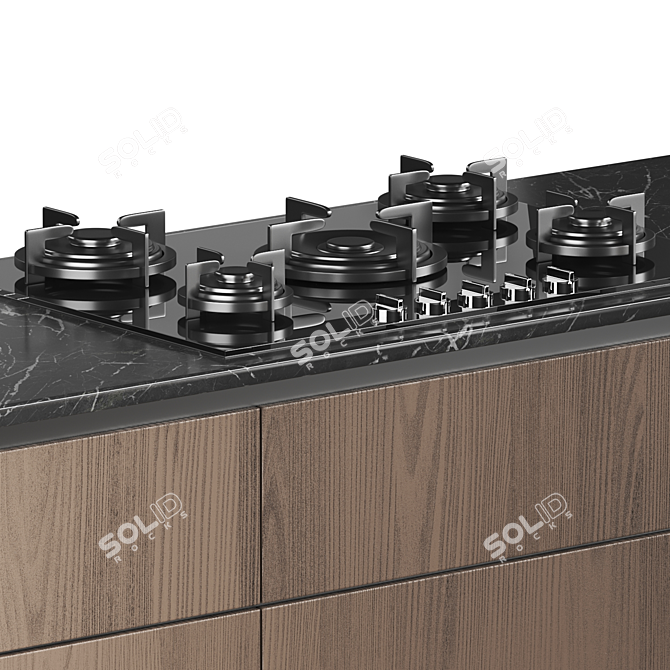 Modern Gas Hob Cooktop Set 3D model image 3