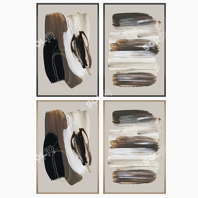 Duo Artwork Set with Frames 3D model image 2