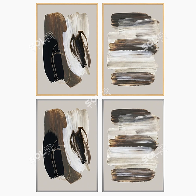 Duo Artwork Set with Frames 3D model image 3