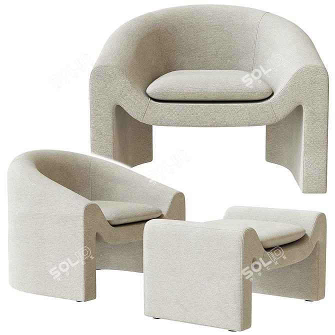 Bolia Mielo Armchair & Footstool 3D model image 2