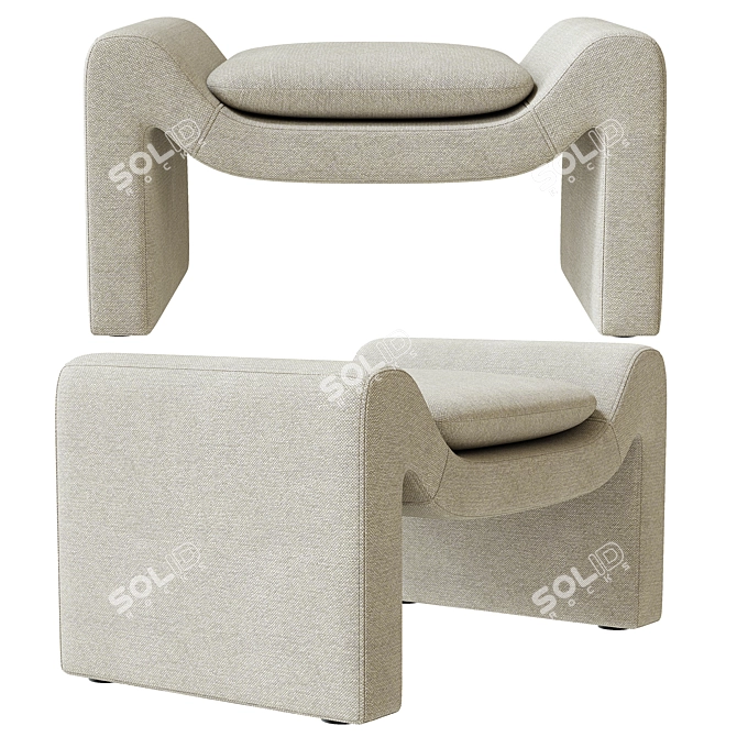 Bolia Mielo Armchair & Footstool 3D model image 5