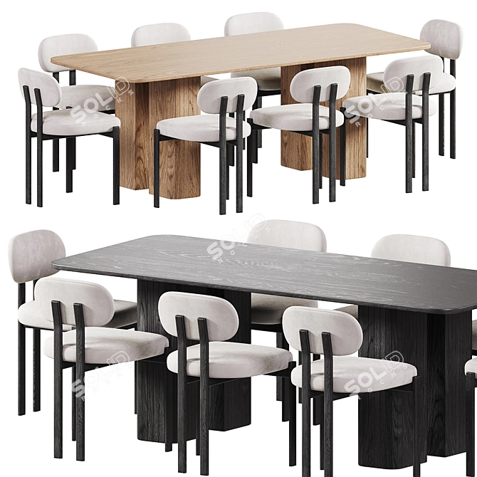 Elegant Dining Set with Franka Casa Blanco Chairs 3D model image 1