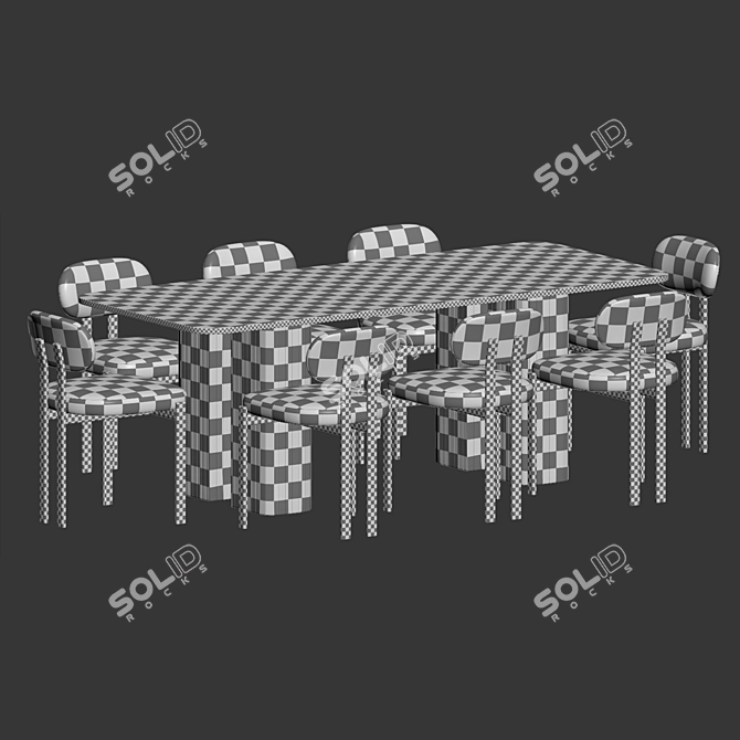 Elegant Dining Set with Franka Casa Blanco Chairs 3D model image 6