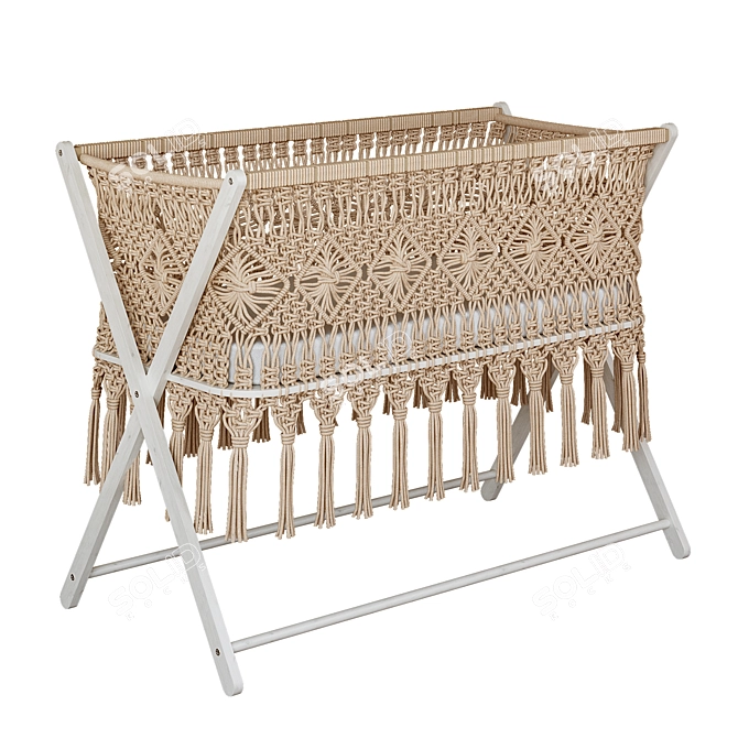 Handmade Macramé Baby Cradle 3D model image 1