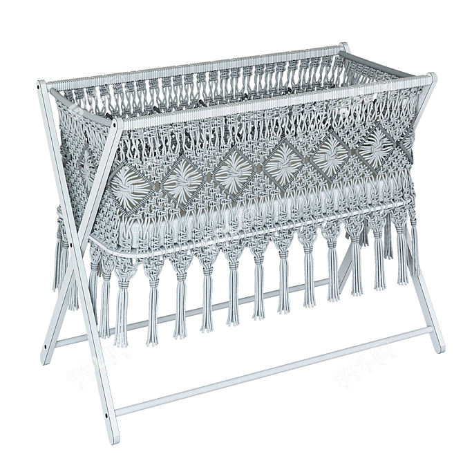 Handmade Macramé Baby Cradle 3D model image 3